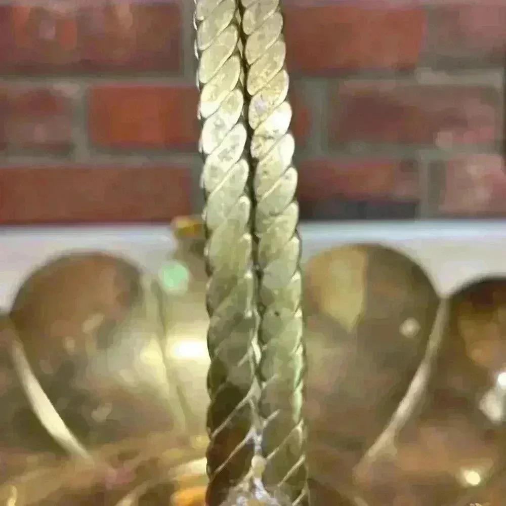 Vintage Tulip Bowl Scalloped Design W/Movable Handle '70's Grapes..Braided Rope - Picture 4 of 10